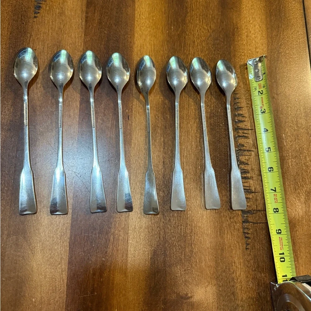 Lunt Modern Classic Stainless Flatware Glossy Long Handle Tea Spoon Set Of 8